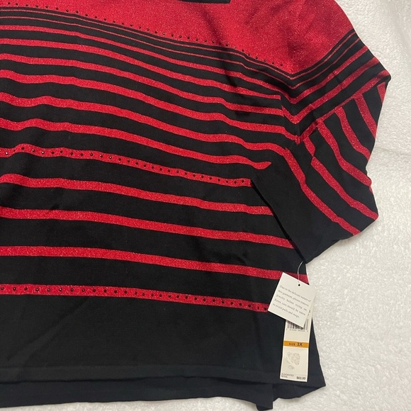 Women’s Festive Blouse Top Red and Black Size 3x Long sleeve box neck - Picture 3 of 7